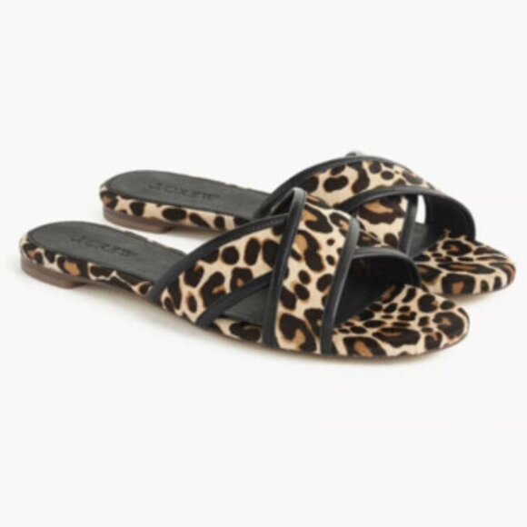 J. CREW CORA CRISSCROSS SANDALS IN LEOPARD - SIZE 8 - Picture 1 of 8